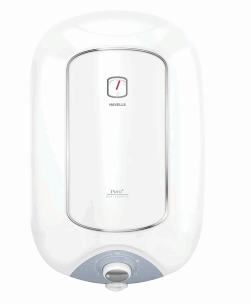 Havells Puro Plus 15 Litre Storage Water Heater | 33% Faster Heating | Whirlflow Technology | Feroglas Coated Tank | Warranty: 7 Year on Tank | Protective Anode Rod, Heavy Duty Heating Element (White)